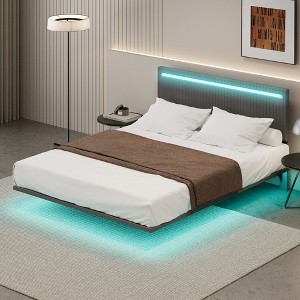NicBex Modern Full/Queen Upholstered Floating Bed Frame with Sensor Lights,Adjustable Headboard with LED Lights,No Box Spring Needed,Easy Assembly - 1 of 4