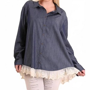Women's Button Up Lace Top - Plus - umgee - 1 of 4