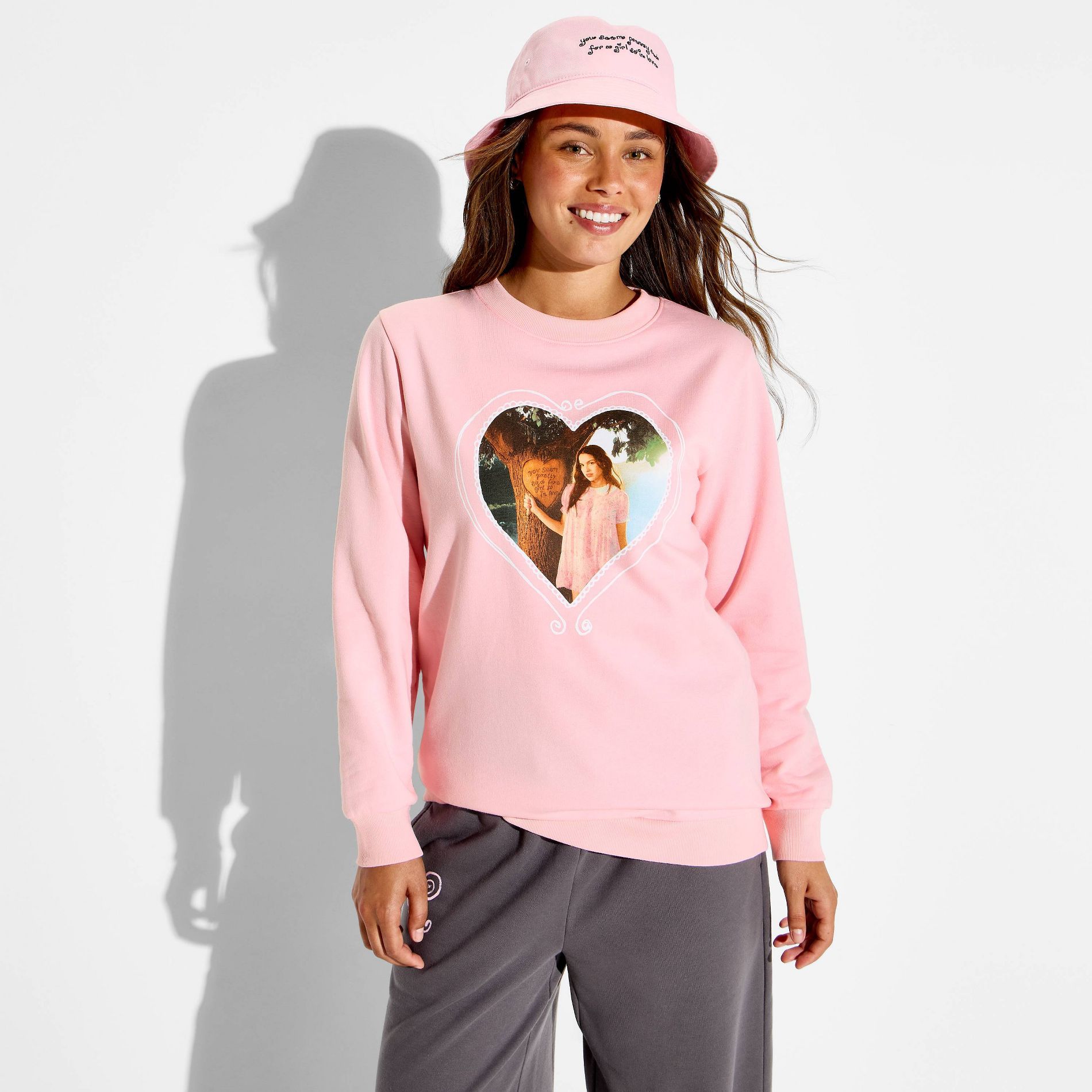 Women's Crewneck Olivia Rodrigo Graphic Pullover Sweatshirt - Pink