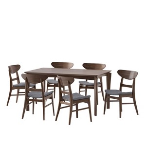 Christopher Knight Home Amesbury Wood and Fabric 7 Piece Dining Set - 1 of 4
