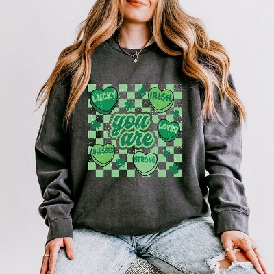 Simply Sage Market Women's Lightweight Garment Dyed Graphic Sweatshirt St. Patrick's Affirmations