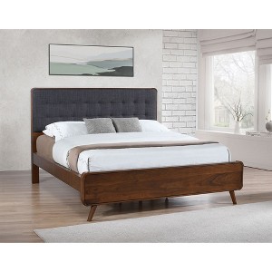 California King Platform Bed with Upholstered Headboard for Bedroom - 1 of 4