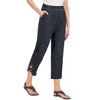 Collections Etc Criss-Cross Sparkling Buttons Decorated Denim Capri Pants - 4 of 4