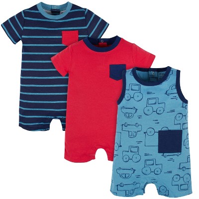 Onesies Brand Boys' 3-pack Short Sleeve And Sleeveless Rompers ...