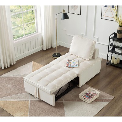 CAVINAS Armless Convertible Sleeping Single Sofa Bed Velvet Upholstered Couch with Removable Back for Apartment