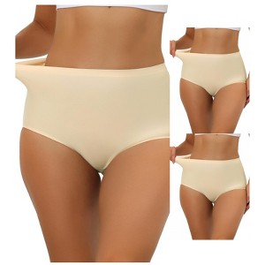 Allegra K Women's Elastic High Waist Unlined Breathable No-Show Hipster Underwear 3 Packs - 1 of 4