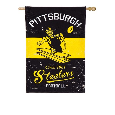 Evergreen Pittsburgh Steelers NFL Vintage Linen House Flag, 28 x 44 inches