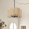 Modern Farmhouse Drum Chandelier, Handwoven Natural Rope Pendant Light for Bedroom or Entryway - 3 of 4