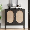 Garvee Rattan Buffet Cabinet, Accent Sideboard with 2 Doors and Shelves, Black Console Cabinet for Living Room, Dining Room, Hallway - 2 of 4