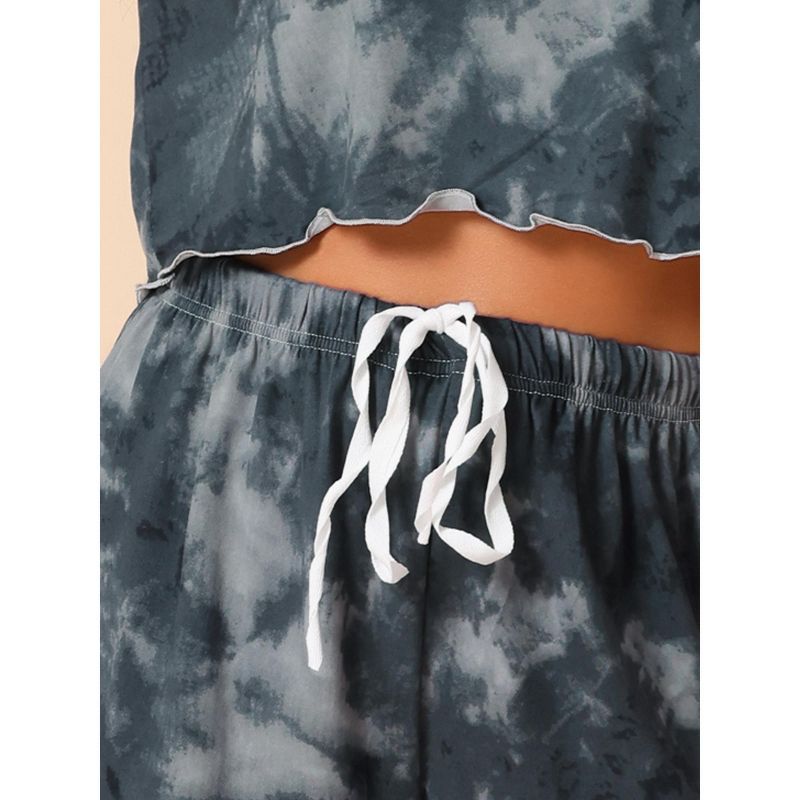 cheibear Women's Tie Dye Short Sleeves Sleepshirt with Shorts Lounge Pajama Set, 4 of 6