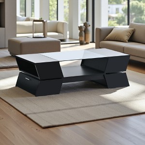 6mm Glass-Top Coffee Table with Shelves & Cabinets - 1 of 4