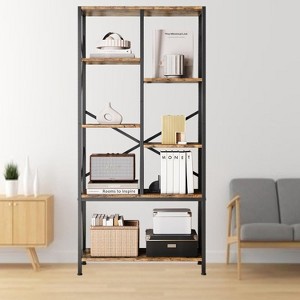 Acekool 5-Tier Industrial Bookcase, 69.5" Rustic Display Shelf with 7 Open Shelves for Living Room, Bedroom, Home Office - 1 of 4