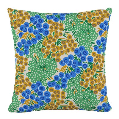 18"x18" Skyline Furniture Square Outdoor Throw Pillow Loiret Blue Citrine: Floral Pattern, Zipper Closure, Polyester Fiber Fill