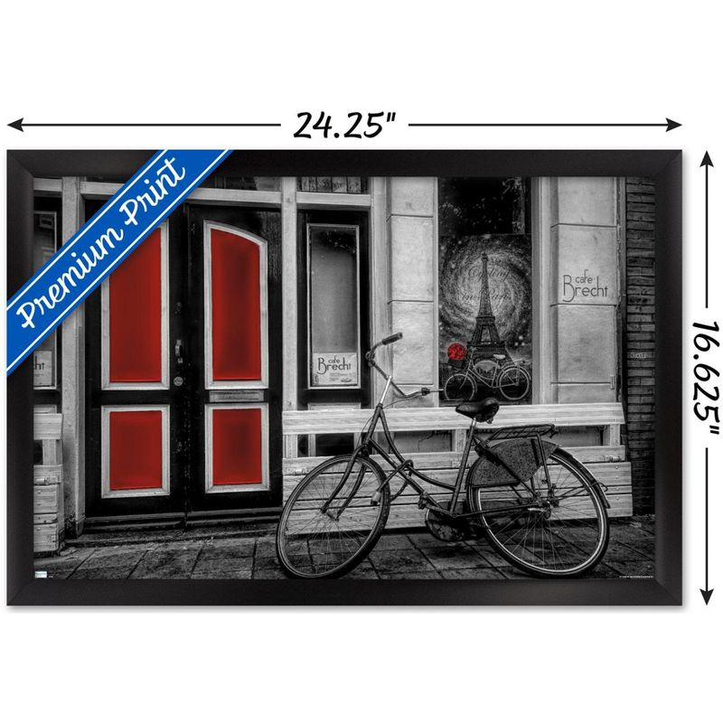 Trends International City Bike in Black and White Color Selected Red Framed Wall Poster Prints, 3 of 7