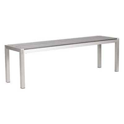 Zuo Metropolitan Double Bench Gray & Silver