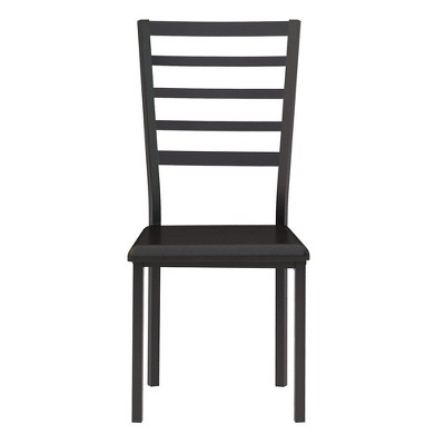 Vynxaria Black 2-Piece Writing Desk Set with Chair Industrial Metal Frame Faux Leather Upholstery Matching Design