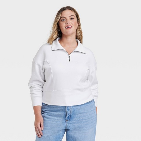 Cropped half zip on sale pullover