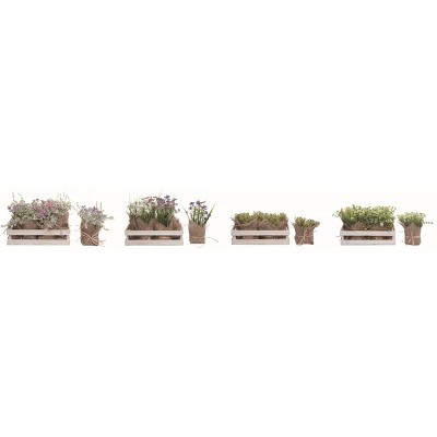 Transpac Country Greens in Crate Set of 4 Spring Home Decorations