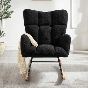 Racxily Glider Chair for Living Room Tufted Upholstered Teddy Fabric Rocking Chair with Metal Frame Accent Chair - 1 of 4