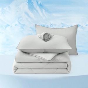 Bedsure Cooling Comforters Queen Size, Grey Cooling Blanket for Hot Sleepers, 4 Pieces Double-Sided Cool Tech Queen Bedding Set with Breathable Lightw - 1 of 4