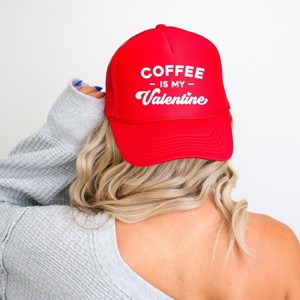 Simply Sage Market Coffee Is My Valentine Foam Trucker Hat - Adult - Red - 1 of 4