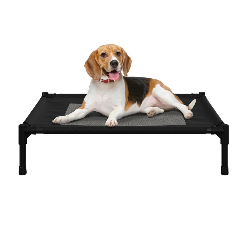 Elevated Dog Bed - 30x24-Inch Portable Pet Bed with Non-Slip Feet - Indoor/Outdoor Dog Cot or Puppy Bed for Pets up to 50lbs by PETMAKER (Black), 1 of 11