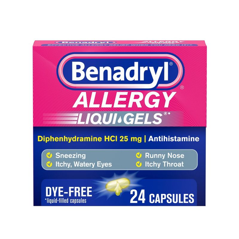Benadryl Dye-Free Allergy Relief Gelcaps - Diphenhydramine - 24ct, 1 of 11