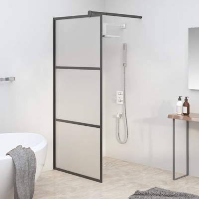 VidaXL Walk-in Shower Wall 35.4 in.x76.8 in. Frosted ESG Glass Black
