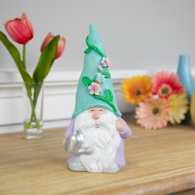 Whimsical 7.75" Purple and Green Polyresin Garden Gnome Statue