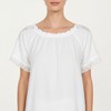 Anna-Kaci Women's Short Sleeve Peasant Blouse with Lace Trim Sleeves and Tie Neckline - 4 of 4