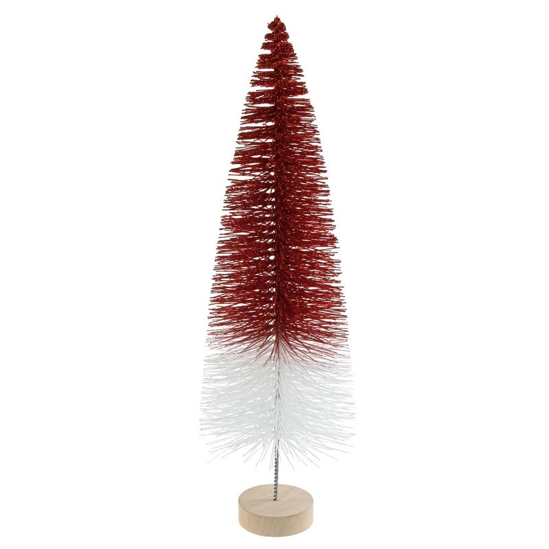 Northlight 15.5" Glittered Red and White Sisal Tabletop Christmas Tree, 1 of 7