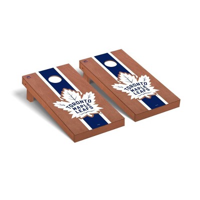 NHL Toronto Maple Leafs Premium Cornhole Board Rosewood Stained Stripe Version