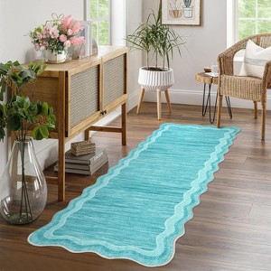 Scalloped Stylish Area Rugs, Non-Slip Short Pile Living Room Rug, Machine Washable for Dining, Bedroom, Home Office - 1 of 4