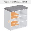 Shoe Cushion with Bench ,Fluted Shoe Storage Sliding Door and Adjustable Shelf,3-Tier Shoe Rack Cabinet for Entryway, Bedroom, Living Room - 4 of 4