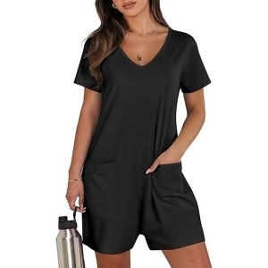 LEVEN SIXTEEN Women'S V-Neck Loose-Fit Romper - 1 of 3