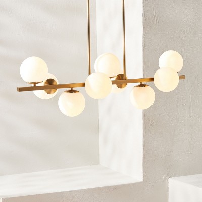 Imara Antique Gold 9-Light Chandelier with White Globe Shades