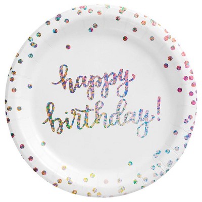 10ct Holographic Snack Paper Plates White Spritz Target