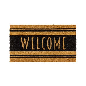 Evergreen Welcome Stripe Indoor Outdoor Natural Coir Doormat Home Decor - 1 of 3