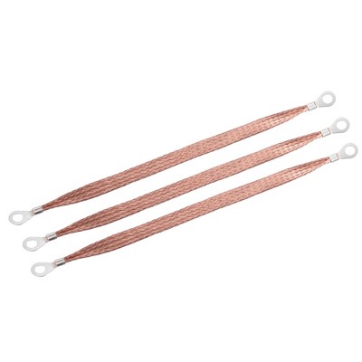 Unique Bargains Tinned Copper Car Engine Ground Strap Wire Rings Terminal 3 Pcs