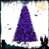 Tangkula Artificial Tree, Black Halloween Tree w/ Purple LED Lights - 2 of 4