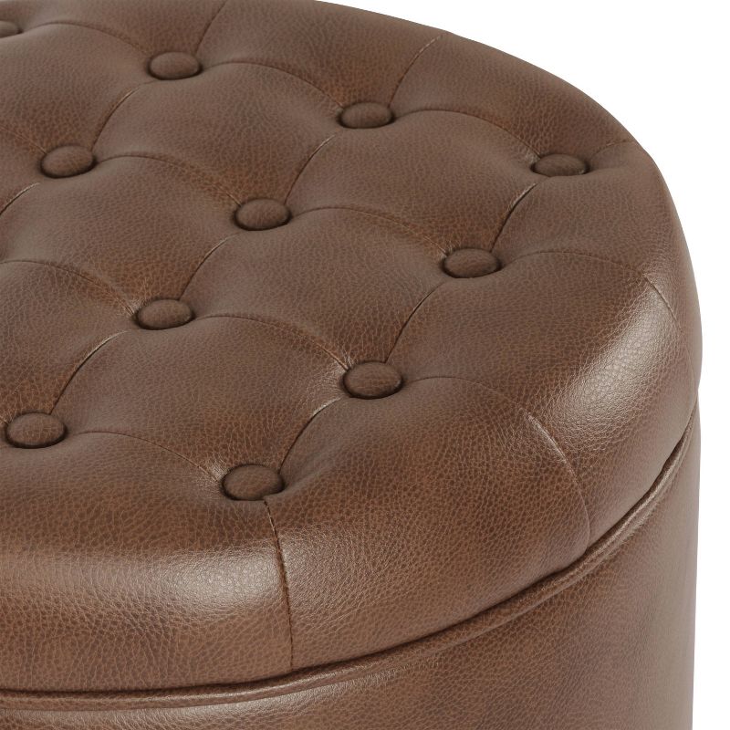 Round Storage Ottoman Faux Leather - HomePop, 5 of 11