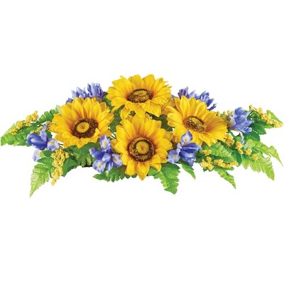 Collections Etc Artificial Sunflowers and Greenery Memorial Stake