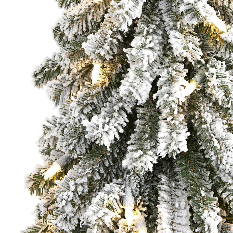 2ft Nearly Natural Pre-Lit Flocked Grand Alpine Artificial Christmas Tree Clear Lights, 4 of 8