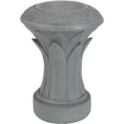 Sunnydaze Tropical Leaves Indoor/Outdoor Column-Style Gazing Globe Stand for 10" to 12" Garden Spheres - 14" H - Travertine