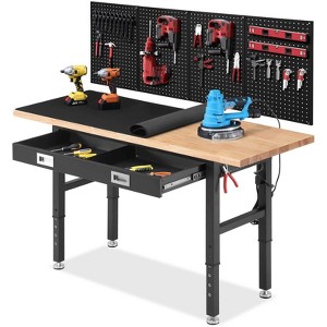 GOTGELIF 2000Lbs 60" Heavy-Duty Adjustable Workbench with Drawers, Pegboards & Power Outlets - 1 of 4