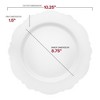 Smarty Had A Party 10.25" White w/ Silver Rim Blossom Plastic Dinner Plates - 120 pcs - 3 of 4
