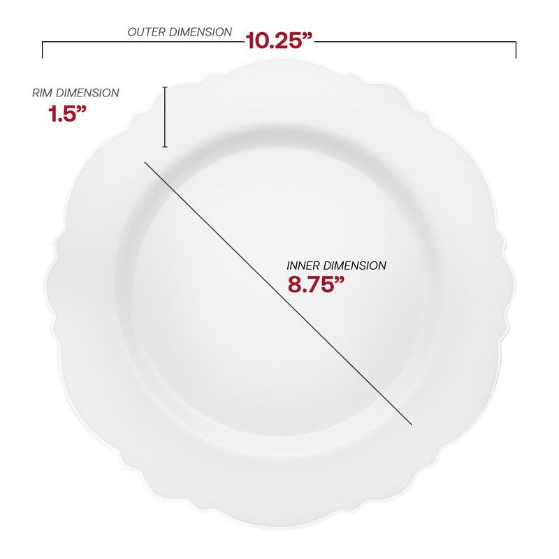 Smarty Had A Party 10.25" White with Silver Rim Round Blossom Disposable Plastic Dinner Plates (120 Plates), 2 of 7