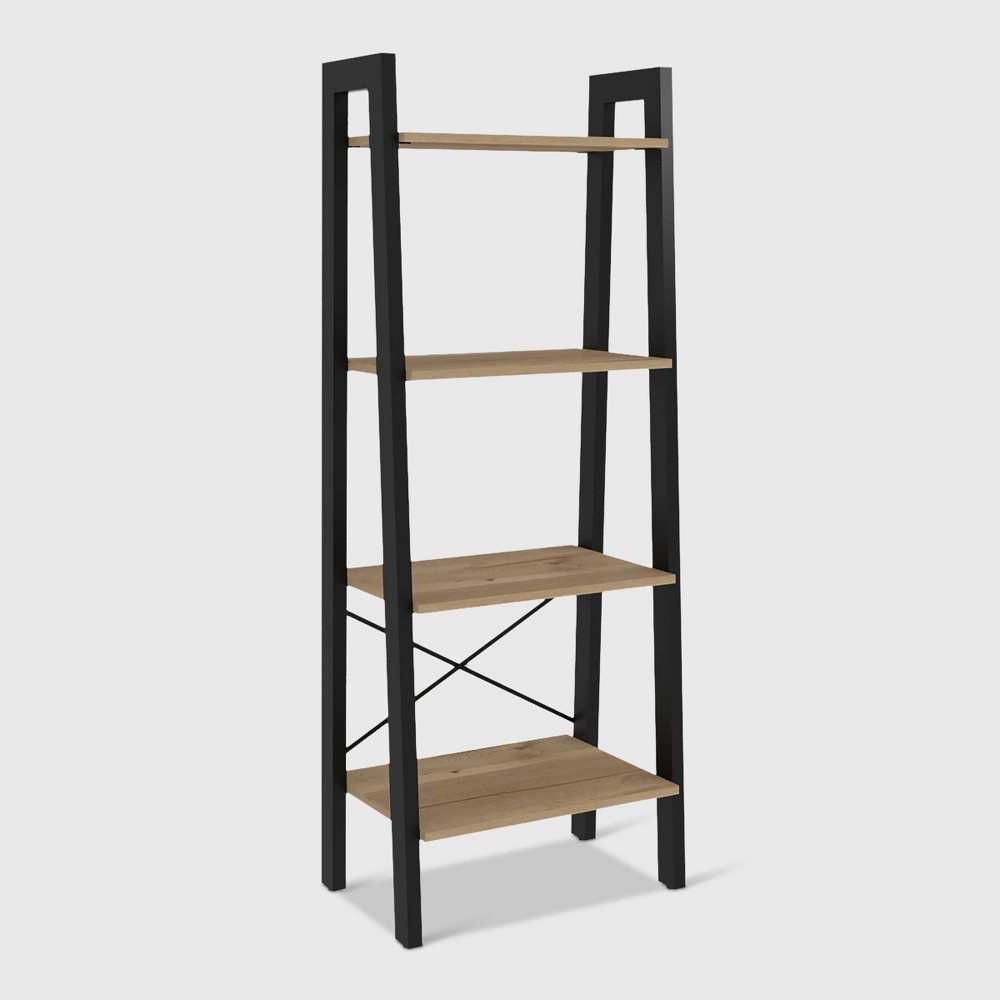 Photos - Wall Shelf 54" Emery 4 Tier Ladder Shelf Bookcase Light Wood - RST Brands