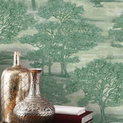Evergreen Forest Toile Peel and Stick Vinyl Wallpaper Roll