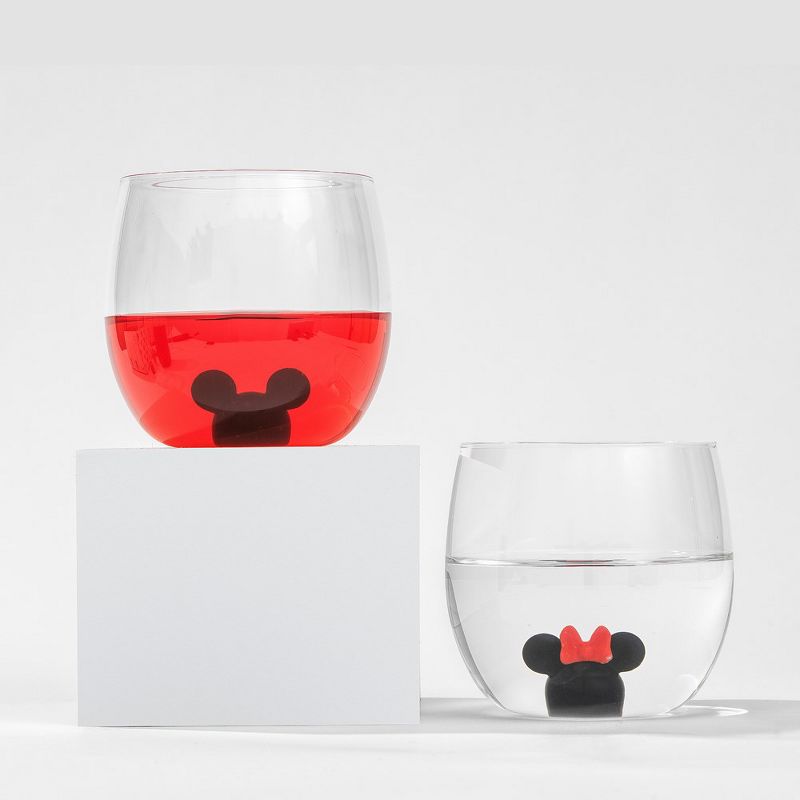 JoyJolt Disney Mickey & Minnie Icon Stemless Wine Glass - 10 oz - Set of 2, 2 of 7